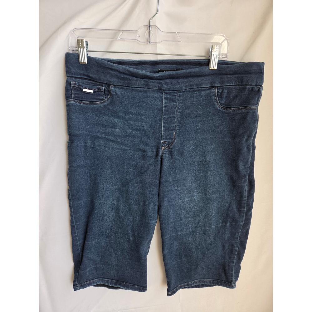 Nine West Jeans Shorts Womens Blue Dark Wash Slim High Rise Bermuda